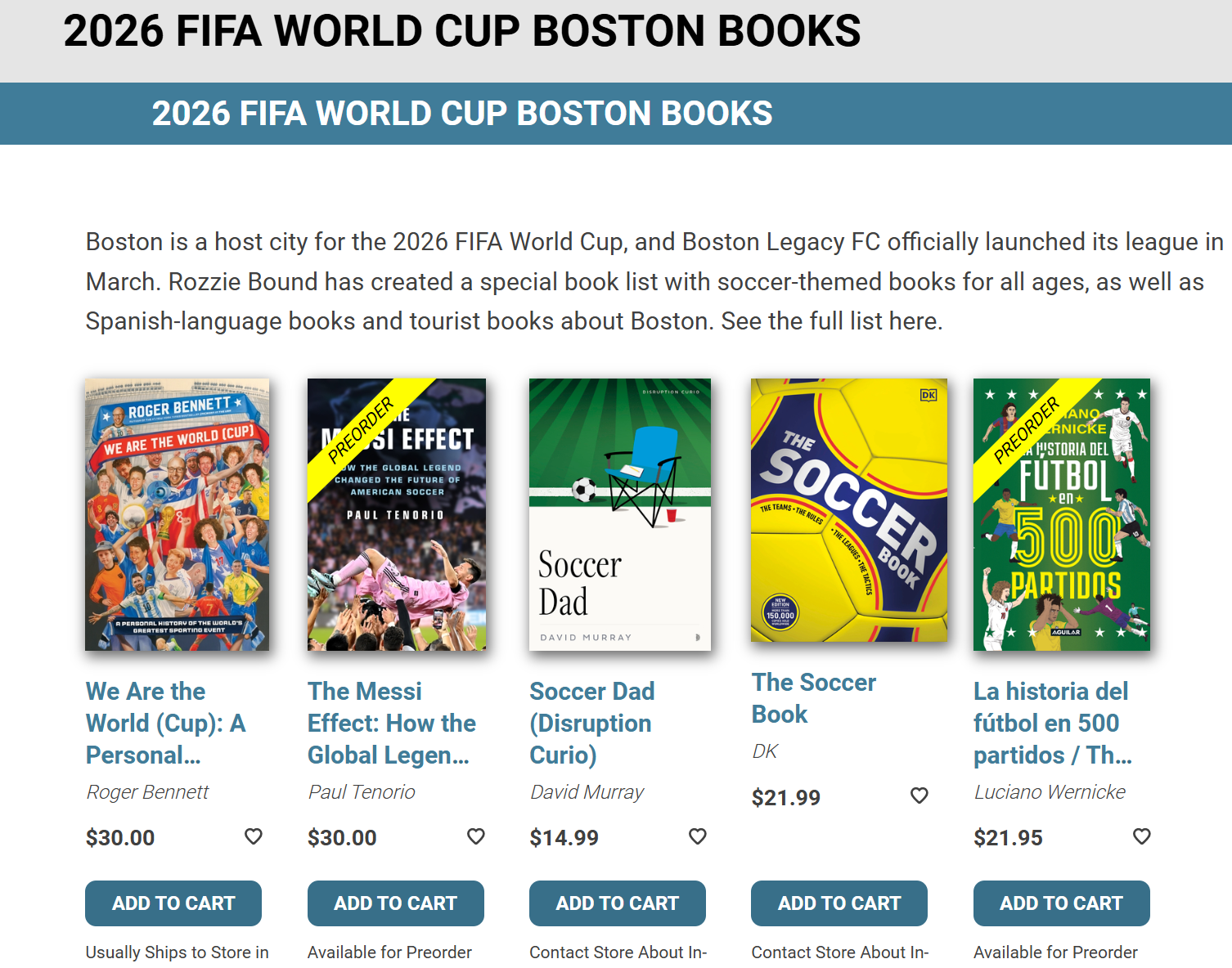 Rozzie Bound creates World Cup Reading List