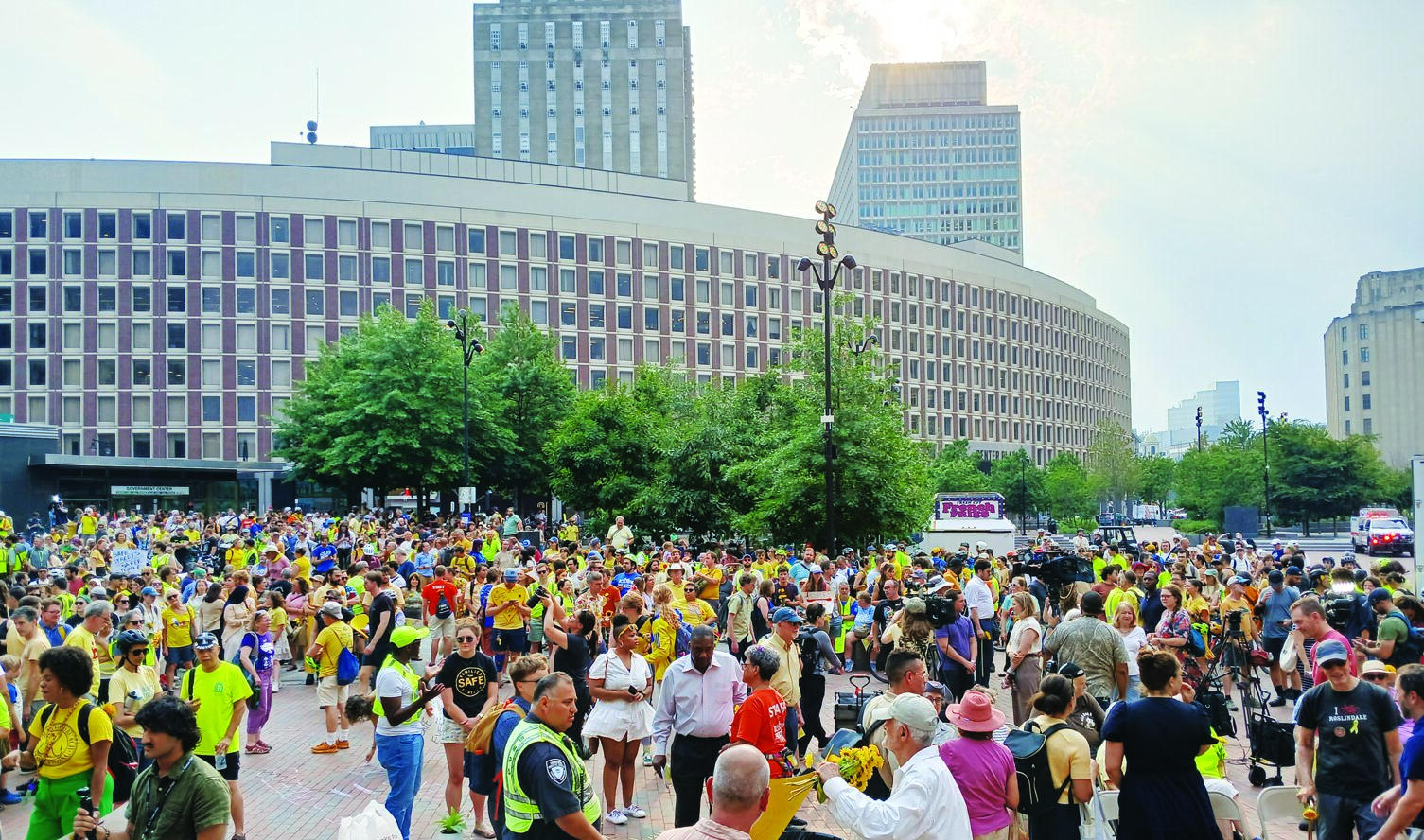 Mourners at City Hall Plaza remember Louisa Gag